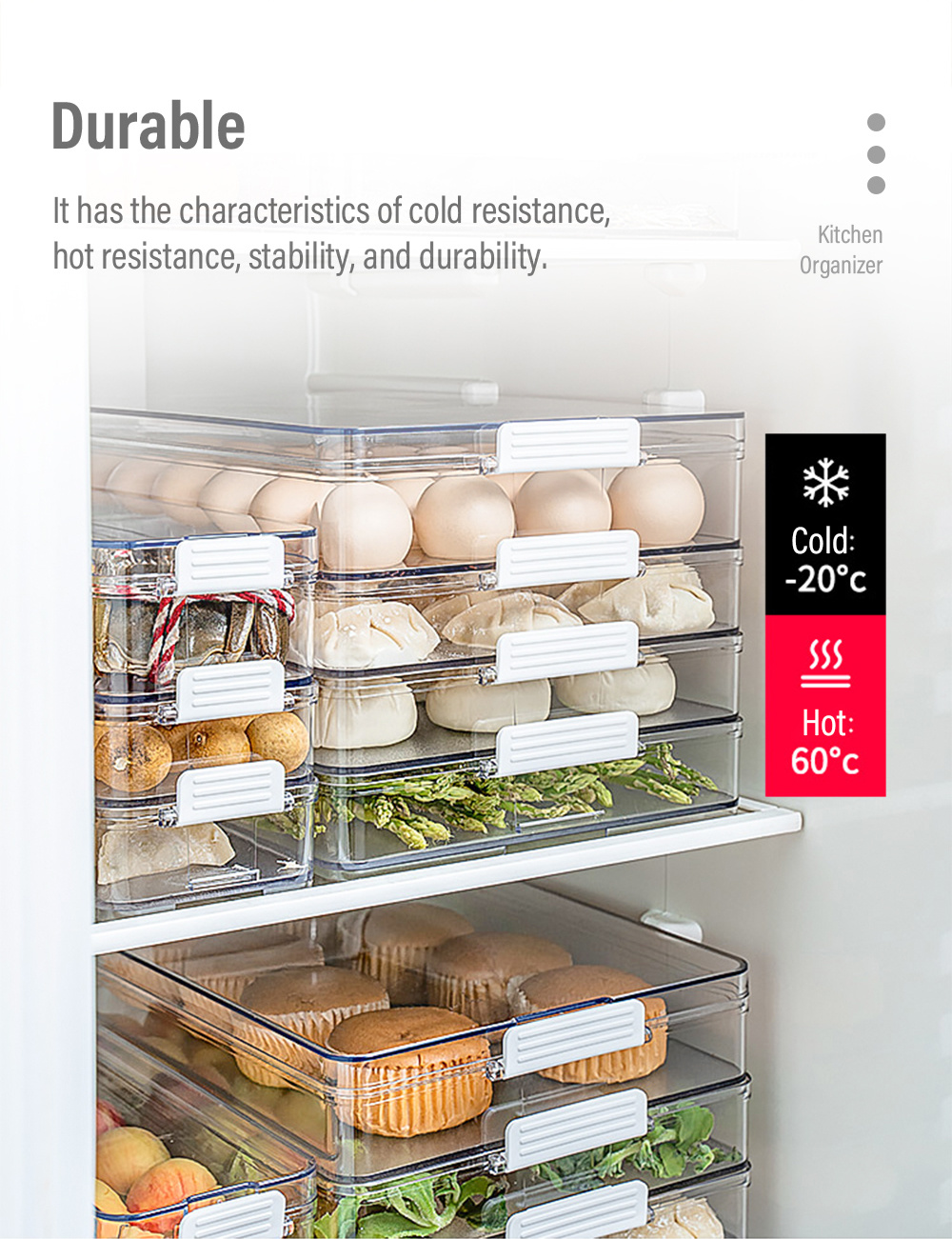 Multi-purpose Stackable Fridge Egg Organizer-7